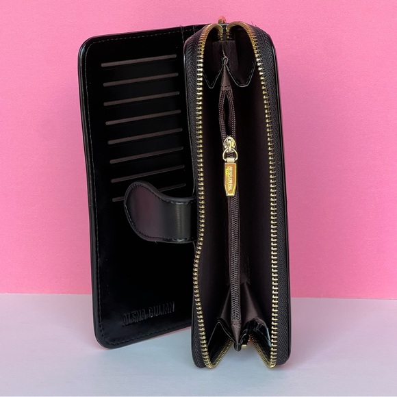 NEW! Alena Culian Faux Leather Long Wallet Wristlet Black with Dust bag - Picture 5 of 8